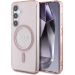 Guess Glitter Circle Classic Logo MagSafe Case for Samsung Galaxy S25 Pink - (GUE004340-0)