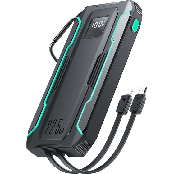 Joyroom 22.5W 10000mAh Powerbank With built-In USB-C / Lightning Cables - Black - (JR-L017)
