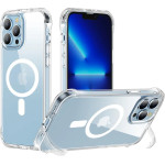 Joyroom Defender Magnetic Case For Iphone 13 Pro Rugged Housing With Hooks Kickstand Transparent (Magsafe compatible) - (Joyroom Defender Series Magnetic Protective Phone case- iP13 Pro -6.1'' transparent)