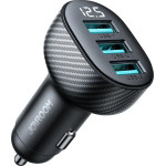 Joyroom JR-CCD03 3.4A Car Charger With 3x USB-A Display - Black - (Joyroom JR-CCD03 3.4A 3USb Digital Display Car Charger)