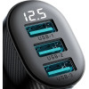 Joyroom JR-CCD03 3.4A Car Charger With 3x USB-A Display - Black - (Joyroom JR-CCD03 3.4A 3USb Digital Display Car Charger)