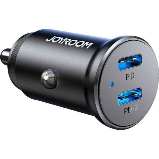 Joyroom JR-CCN06 30W 2x USB-C Mini Car Charger Metal - Black - (Joyroom JR-CCN06 30W 2C Mini Metal Car Charger)