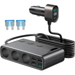 Joyroom JR-CL06 9in1 Car Charger 154W 5x USB-A / USB-C / 3x Cigarette Lighter Socket Pd Qc Pps - Black - (Joyroom JR-CL06 154W Car Cigarette Lighter Adapter With 3 sockets+6 Ports (PD+QC3.0+USB*4) Black)