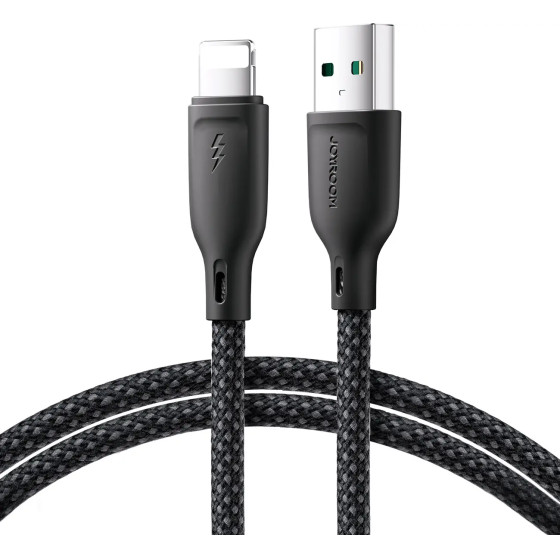Joyroom Multi-Color Series S-A34 USB-A / Lightning 3A Cable 1m - Black - (Joyroom SA34-AL3 Multi-Color Series 3A Fast Charging Data Cable (USB-A To Lightning) 1m Black)