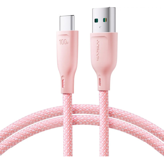 Joyroom Multi-Color Series S-A34 USB-A / USB-C Cable 100W 1m - Pink - (Joyroom SA34-AC6 Multi-Color Series 100W Fast Charging Data Cable (USB-A To Type-C) 1m Pink)