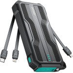 Joyroom Powerbank 10000mAh JR-L016 With built-In USB-C/Micro USB/ Lightning Cables - Black - (Joyroom JR-L016 2.4A Power Bank With Three Cables 10000mAh Black)