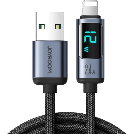 Joyroom Prism Series A16 Lightning / USB-A Cable 2.4A 1.2m With Led Display - Black - (S-AL012A16)