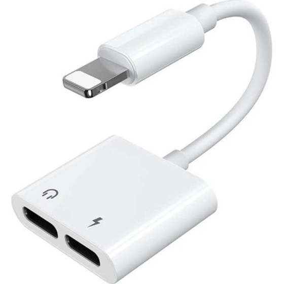 Joyroom S-Y104 Headphone Lightning / 2x Lightning Adapter - White - (Joyroom S-Y104 Ben Series Double Lightning Adapter white)