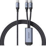 Joyroom Speedy Series S-A21 2in1 USB-C - USB-C / USB-C Cable 100W 1.5m - Black - (Joyroom SA21 1T2 Speedy Series 100W 2 In 1 Fast Charging Cable (Type C To C+C) 1.5m Black)