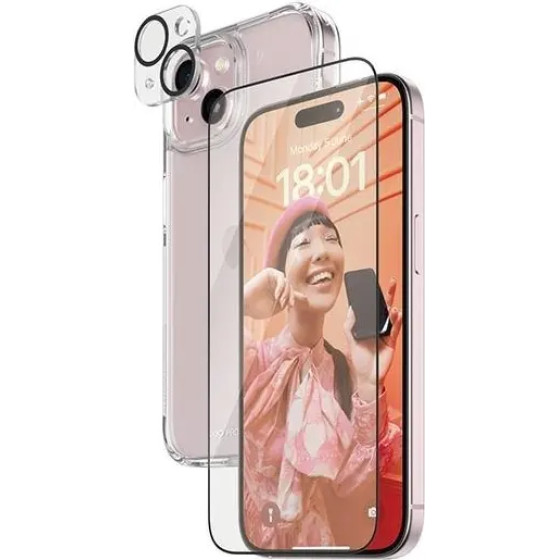 PanzerGlass Bundle 3in1 set transparent case + foil + camera cover for iPhone 15 Plus - (PAN000572-0)