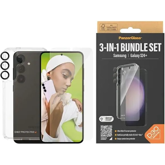 PanzerGlass Bundle 3in1 set transparent case + foil + camera cover for Samsung Galaxy S24+ - (PAN000646-0)