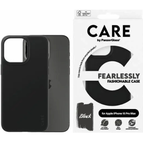 PanzerGlass CARE by Fearlessly Fashionable Case for iPhone 15 Pro Max - Black - (PAN000754-0)