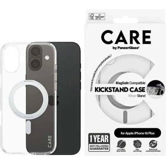 PanzerGlass CARE by Feature Kickstand Case iPhone 16 Plus 6.7 silver/silver MagSafe 1327 - (PAN000874-0)