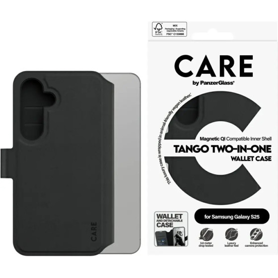 PanzerGlass CARE by Feature Tango 2in1 Wallet Case for Samsung Galaxy S25 - Black - (PAN001066-0)