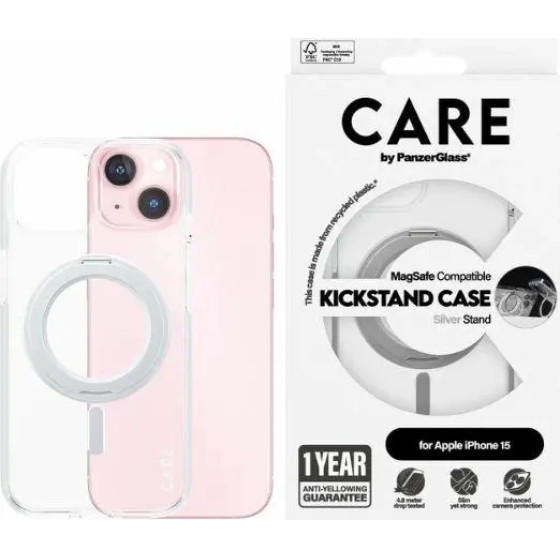 PanzerGlass CARE by Kickstand Case MagSafe for iPhone 15 - silver - (PAN000735-0)