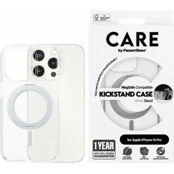 PanzerGlass CARE by Kickstand Case MagSafe for iPhone 15 Pro - silver - (PAN000736-0)