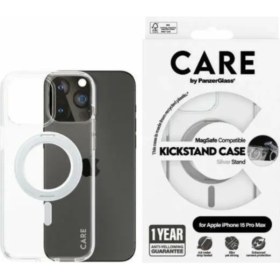 PanzerGlass CARE by Kickstand Case MagSafe for iPhone 15 Pro Max - silver - (PAN000737-0)