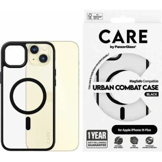 PanzerGlass CARE by Urban Combat Case MagSafe for iPhone 15 Plus - Black - (PAN000749-0)