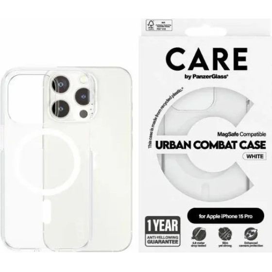 PanzerGlass CARE by Urban Combat Case MagSafe for iPhone 15 Pro - White - (PAN000740-0)