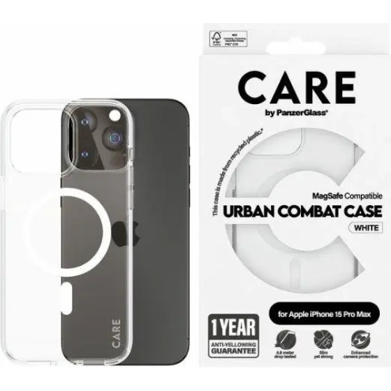 PanzerGlass CARE by Urban Combat Case MagSafe for iPhone 15 Pro Max - White - (PAN000742-0)