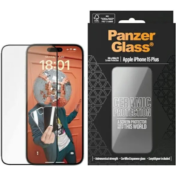 PanzerGlass Ceramic Protection ceramic glass for iPhone 15 Plus with positioner - (PAN000703-0)