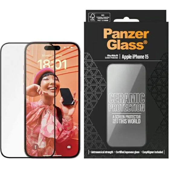 PanzerGlass Ceramic Protection ceramic glass for iPhone 15 with positioner - (PAN000701-0)