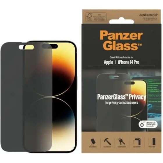 PanzerGlass Classic Fit antibacterial privacy glass for iPhone 14 Pro - (PAN000396-0)