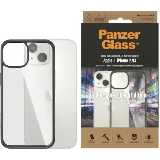 PanzerGlass ClearCase antibacterial case for iPhone 14 / 15 / 13 - transparent and black - (PAN000419-0)