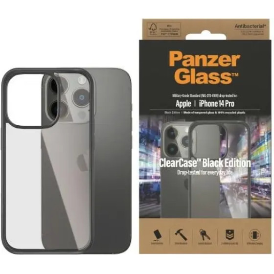 PanzerGlass ClearCase antibacterial case for iPhone 14 Pro - transparent and black - (PAN000420-0)