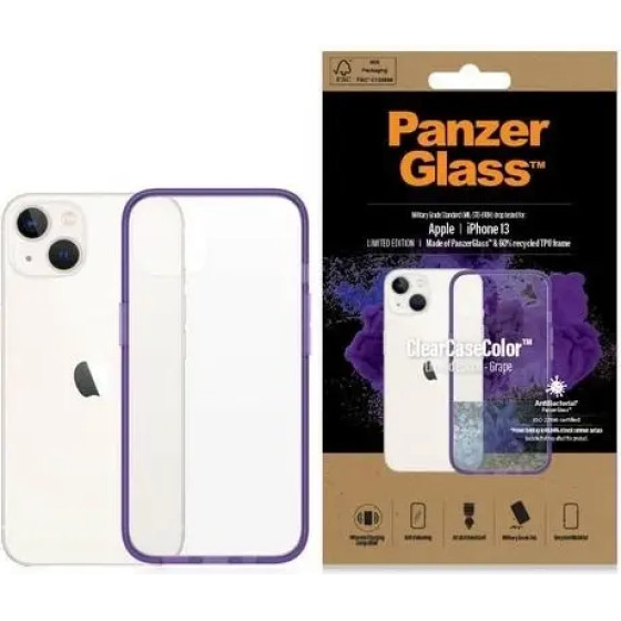 PanzerGlass ClearCase antibacterial case with Military Grade certificate for iPhone 13 / 14 / 15 - transparent purple - (PAN000302-0)