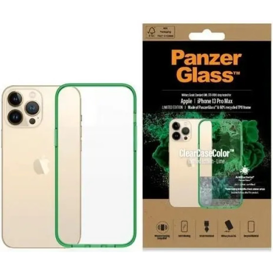 PanzerGlass ClearCase Antibacterial Military Grade Certified Case for iPhone 13 Pro Max - Transparent Green - (PAN000315-0)