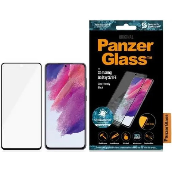 PanzerGlass E2E Microfracture antibacterial glass for Samsung Galaxy S21 FE - with black frame - (PAN000337-0)