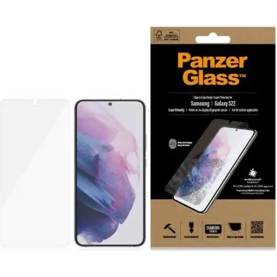PanzerGlass E2E Microfracture antibacterial glass for Samsung Galaxy S22 - with black frame - (PAN000342-0)
