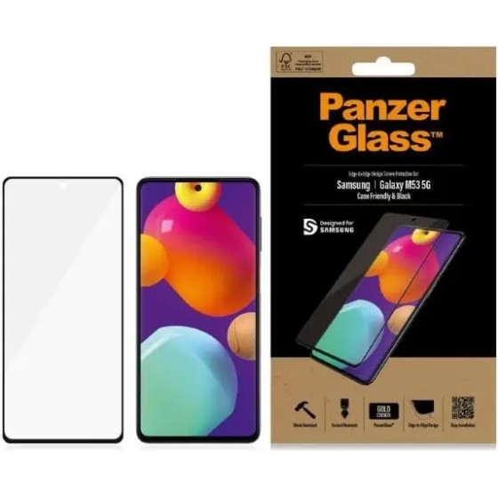 PanzerGlass E2E Regular tempered glass for Samsung Galaxy M53 - with black frame - (PAN000371-0)