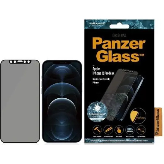 PanzerGlass E2E Super+ Microfracture antibacterial tempered glass for iPhone 12 Pro Max - with black frame - (PAN000101-0)