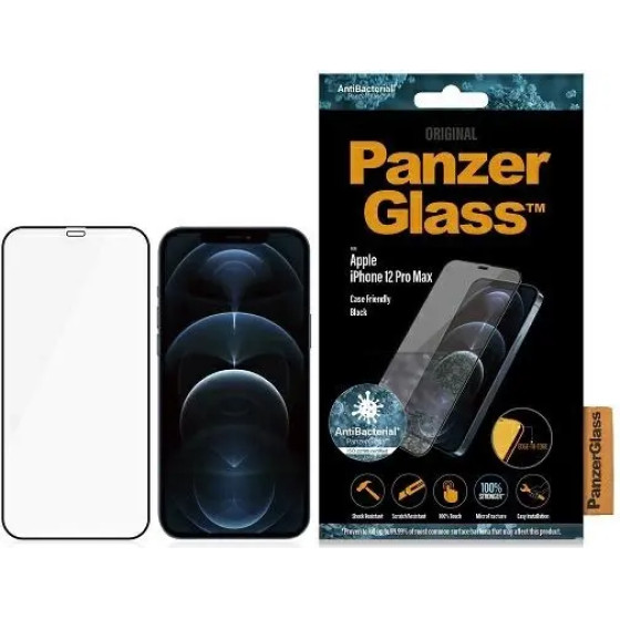 PanzerGlass E2E Super+ Microfracture antibacterial tempered glass for iPhone 12 Pro Max - with black frame - (PAN000110-0)