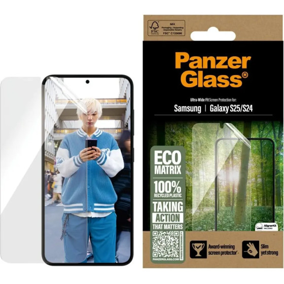 PanzerGlass Eco Matrix Ultra-Wide Fit Tempered Glass for Samsung Galaxy S25 - (PAN001059-0)