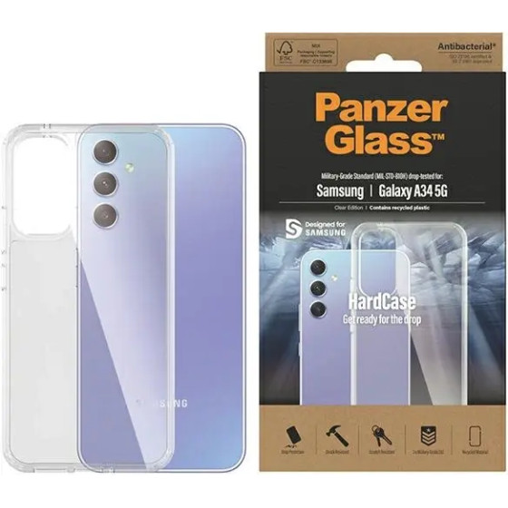 PanzerGlass HardCase antibacterial Military Grade certified case for Samsung Galaxy A34 5G - transparent - (PAN000497-0)