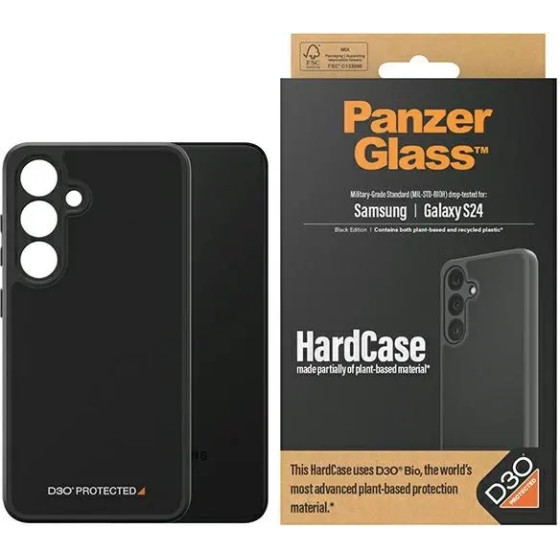 PanzerGlass HardCase with D3O(R) Bio and Military Grade Certification for Samsung Galaxy S24 - Transparent and Black - (PAN000636-0)