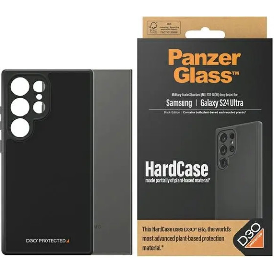PanzerGlass HardCase with D3O(R) Bio and Military Grade Certification for Samsung Galaxy S24 Ultra - Transparent and Black - (PAN000638-0)