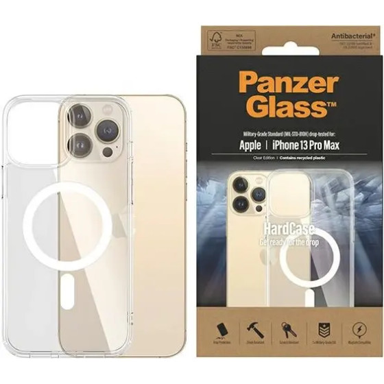 PanzerGlass HardCase with MagSafe Antibacterial Military Grade Certified Case for iPhone 13 Pro Max - Transparent - (PAN000438-0)
