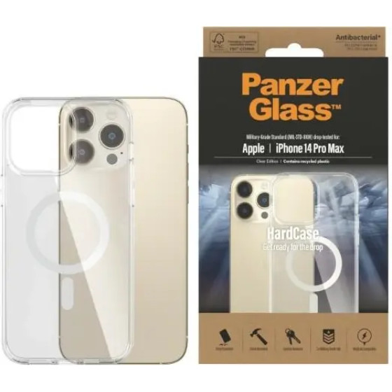 PanzerGlass HardCase with MagSafe Antibacterial Military Grade Certified Case for iPhone 14 Pro Max - Transparent - (PAN000412-0)