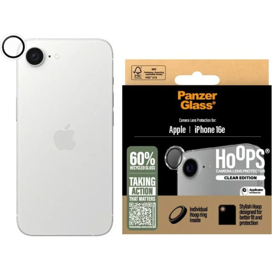 PanzerGlass Hoops Lens Protector for iPhone 16e - Clear Tempered Glass - (PAN001126-0)