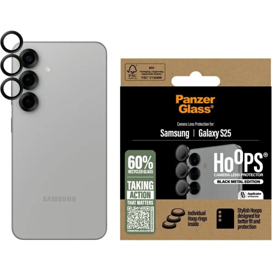 PanzerGlass Hoops Lens Protector Tempered Glass for Samsung Galaxy S25 Black - (PAN000995-0)