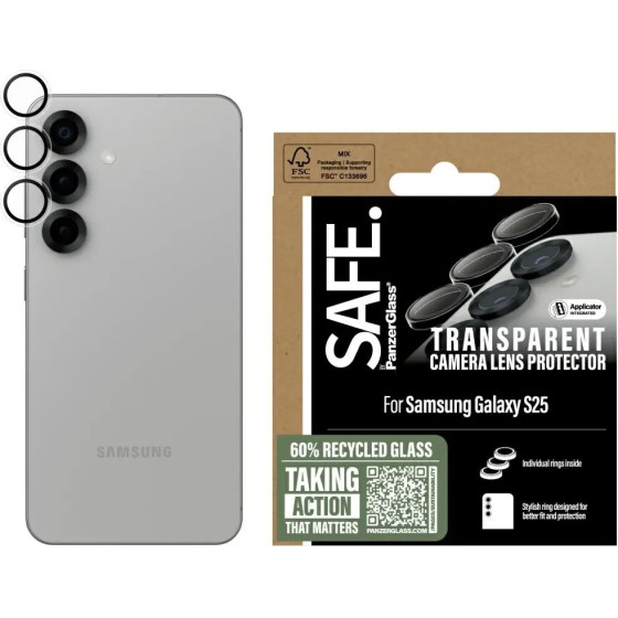 PanzerGlass SAFE by Rings Lens Protector for Samsung Galaxy S25 Clear Tempered Glass - (PAN001116-0)