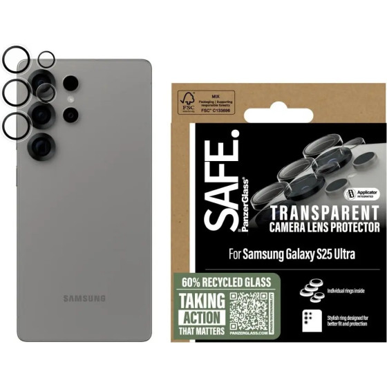 PanzerGlass SAFE by Rings Lens Protector for Samsung Galaxy S25 Ultra Clear Tempered Glass - (PAN001117-0)