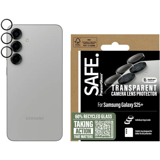 PanzerGlass SAFE by Rings Lens Protector for Samsung Galaxy S25+ Clear Tempered Glass - (PAN001113-0)