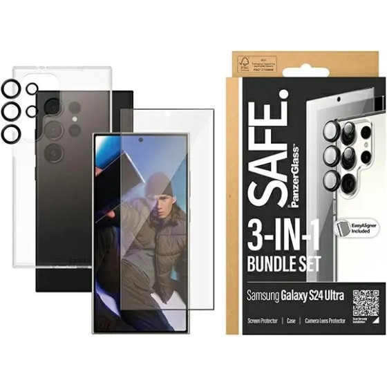 PanzerGlass SAFE by Set Case + Protective Film + Camera Protector for Samsung Galaxy S24 Ultra - (PAN000662-0)