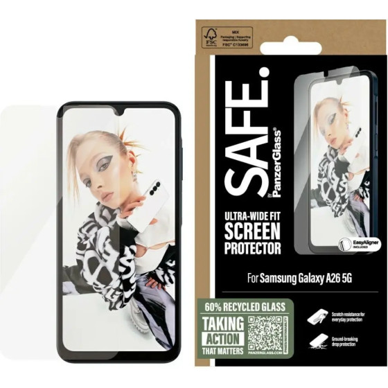 PanzerGlass SAFE by Ultra-Wide Fit Tempered Glass for Samsung Galaxy A26 5G - Clear - (PAN001106-0)
