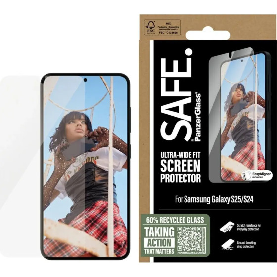 PanzerGlass SAFE by Ultra-Wide Fit Tempered Glass for Samsung Galaxy S25 - (PAN001104-0)